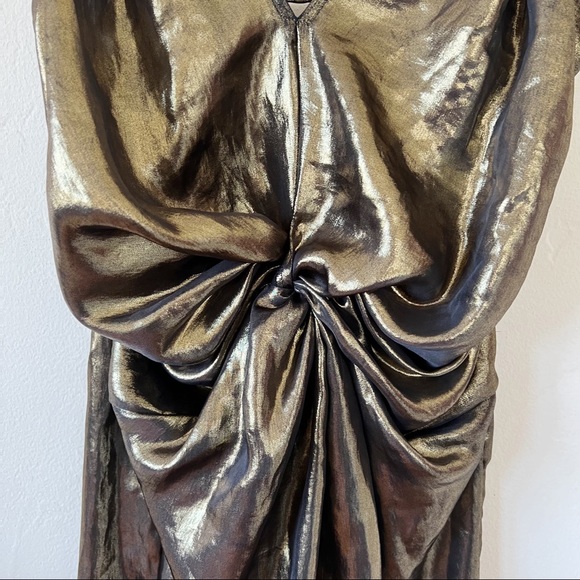 Free People Twist of Gold Mini Dress sz 2 - Picture 5 of 9